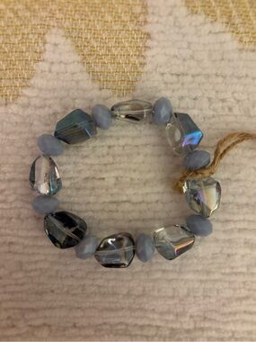 Blue Iridescent Beaded Stretch Bracelet - Women's Jewelry